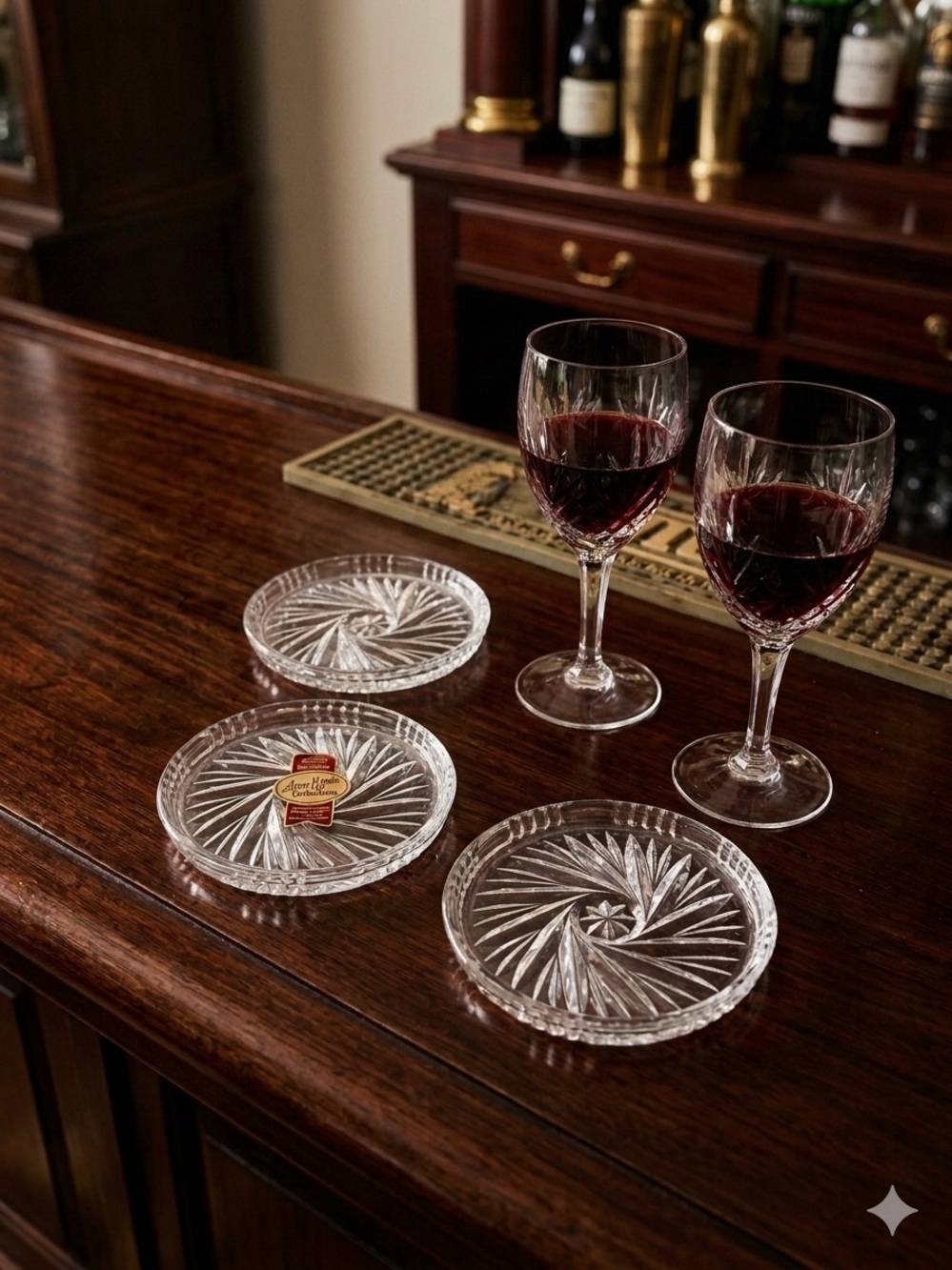 Set of 4 Anna Hütte Lead Crystal Coasters Vintage 3 1/2” Original Box German
